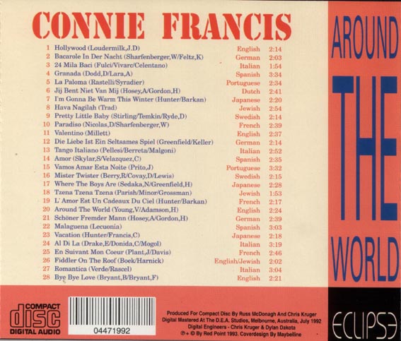 Connie Francis  Around The World : Front + Inlay